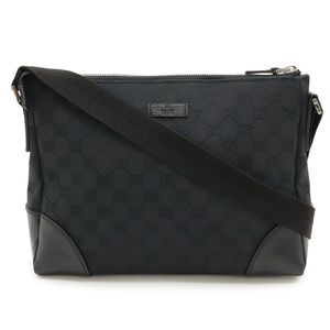 Gucci GG Canvas Shoulder Bag Messenger Bag Diagonal Leather Black Black 114273
